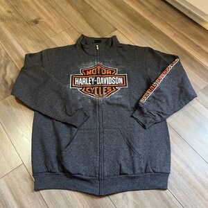 Harley Davidson Baton Rouge Louisiana Full Zip Sweatshirt Mens Large Gray Gator